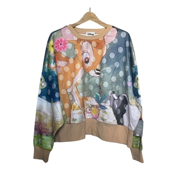 Disney Authentic Bambi & Friends Lightweight Cropped Sweatshirt Women’s Size 1X. - Picture 1 of 16